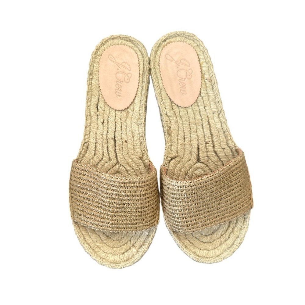 J. Crew Raffia Slip-On Sandals Size 8 - Picture 2 of 3